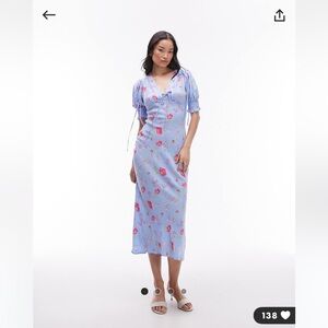 Topshop blue and pink Midi Dress size 2